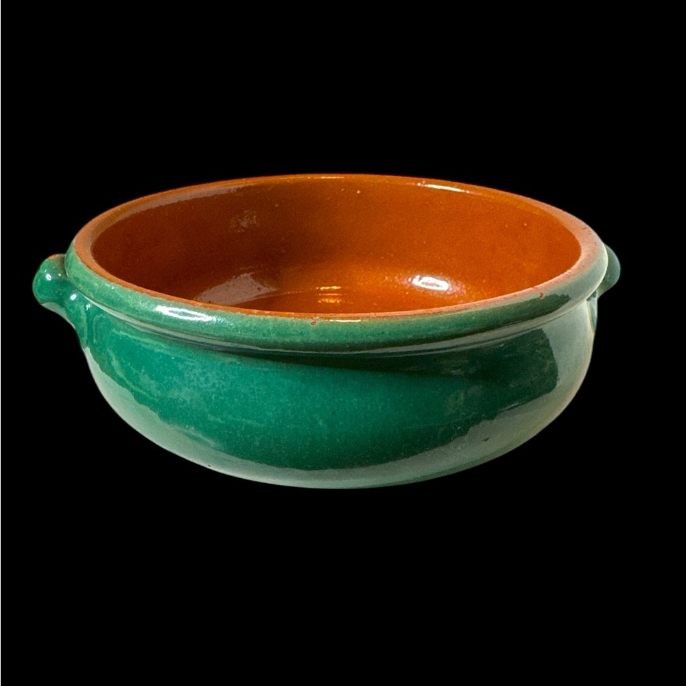 Green and Brown Glazed Ceramic Pottery Dish. (1-I)
